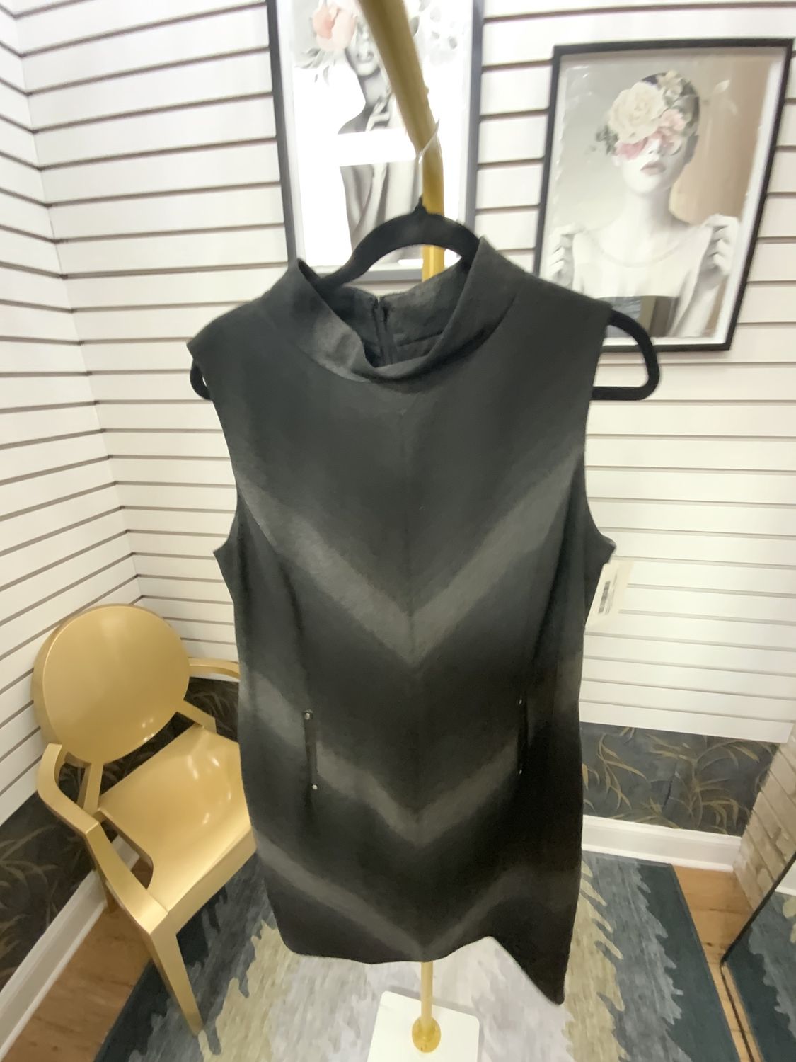 Women Black/Grey Sleeveless Dress Size 14
