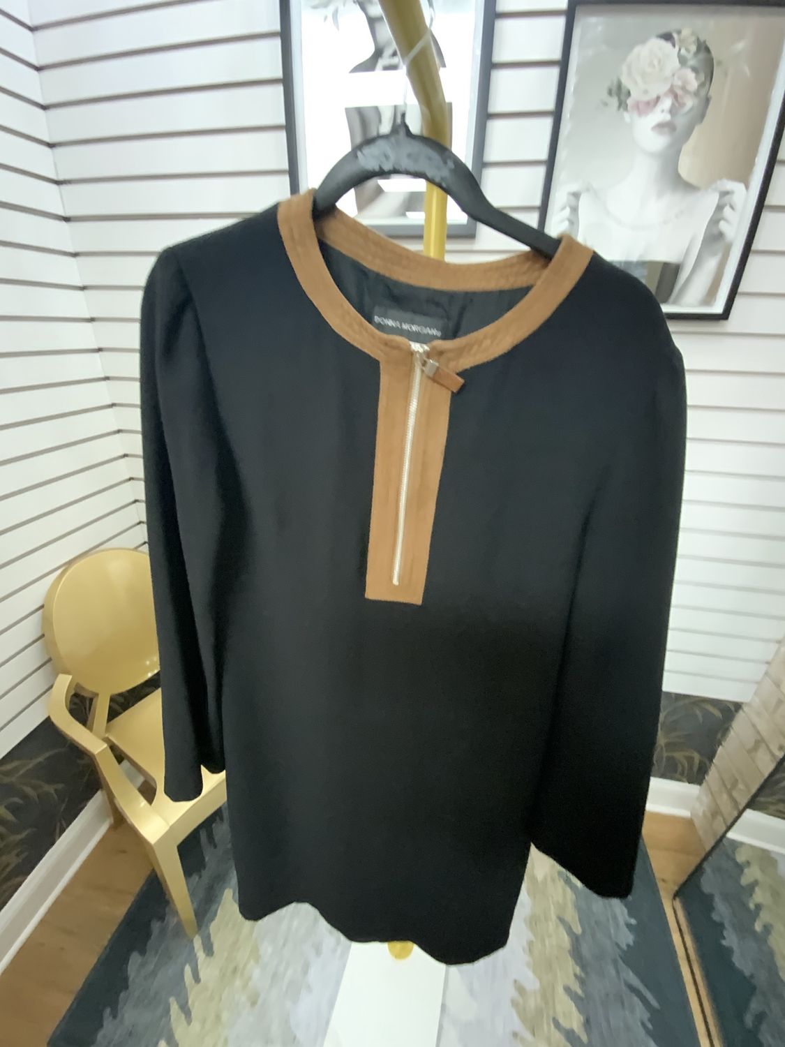 Women Black Taupe Suede Collar Size 10