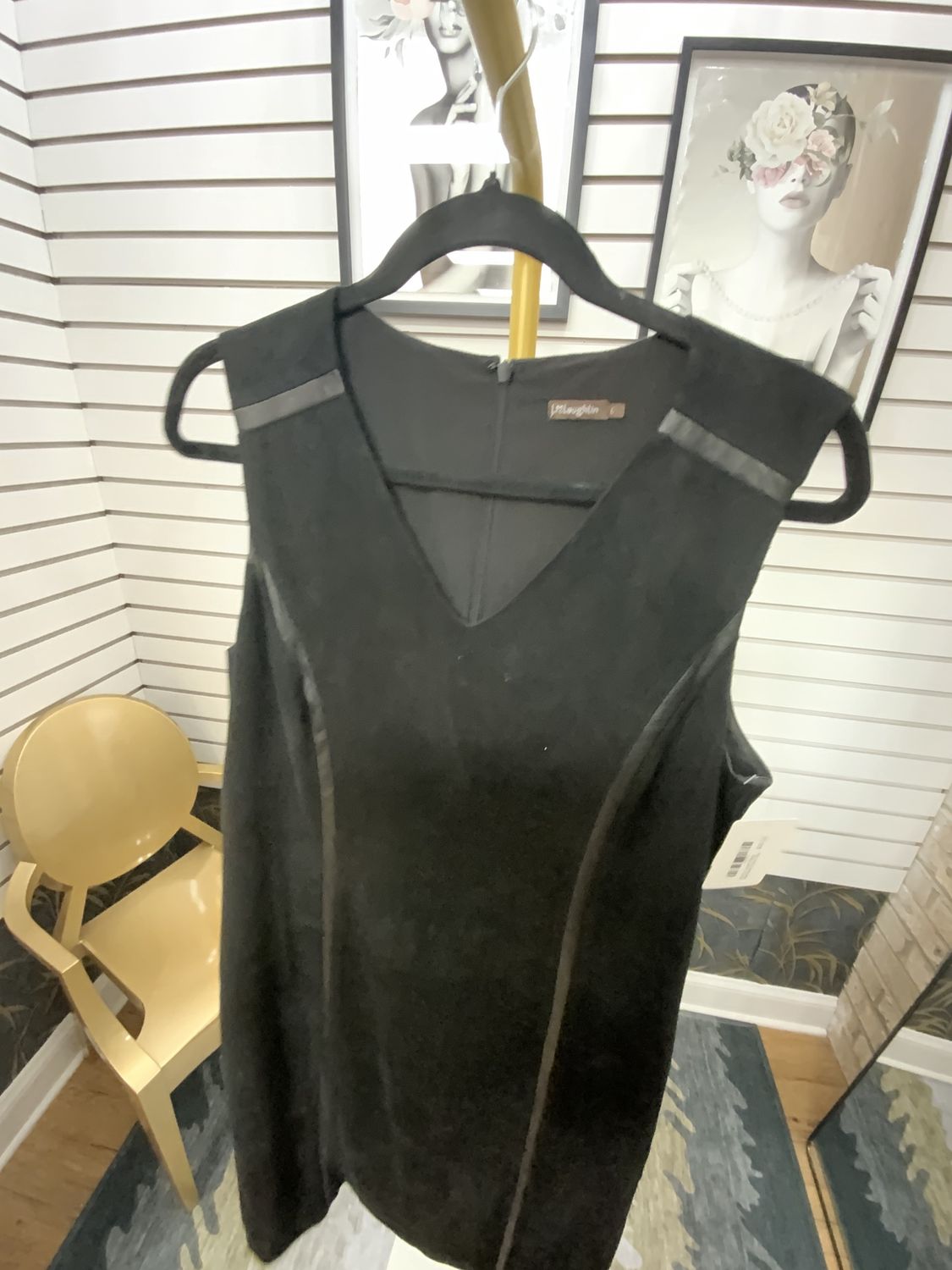 Women Suede Black Sleeveless Dress Size L
