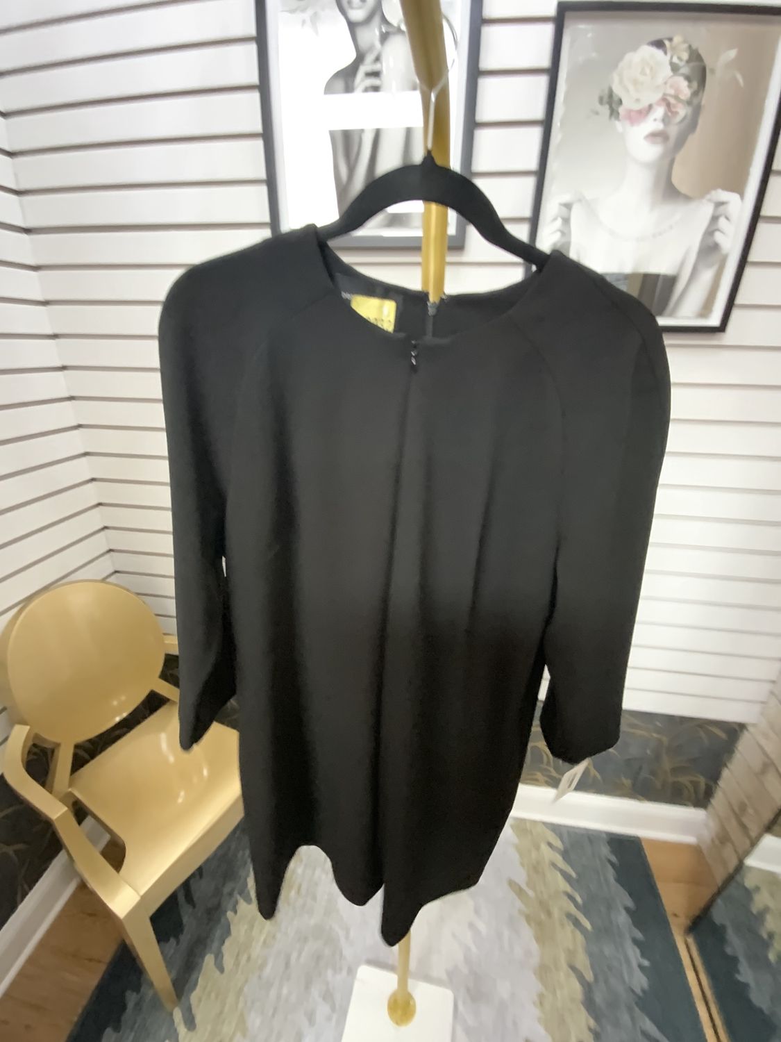 Women Black 1/4 Sleeve Dress Size 14