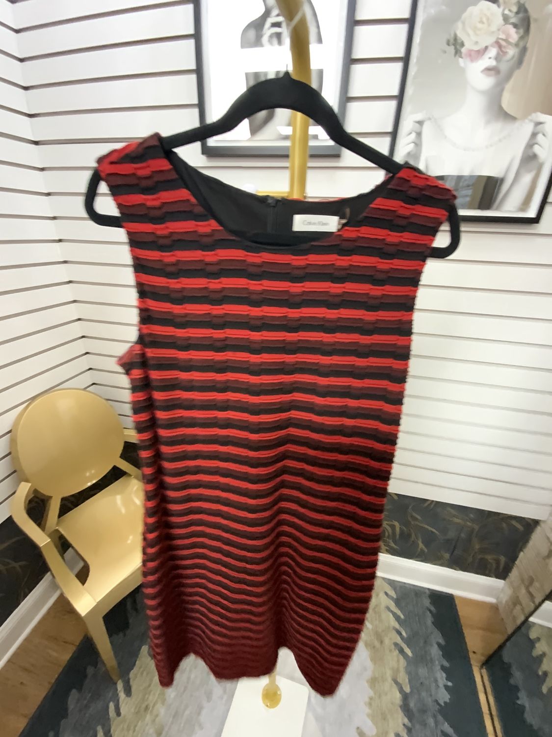 Women Red/Black Pattern Sleeveless Dress Size 12