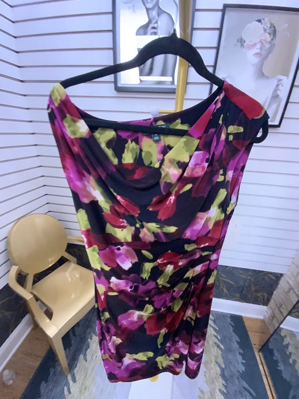 Women Multi Floral Print Sleeveless Dress Size 12