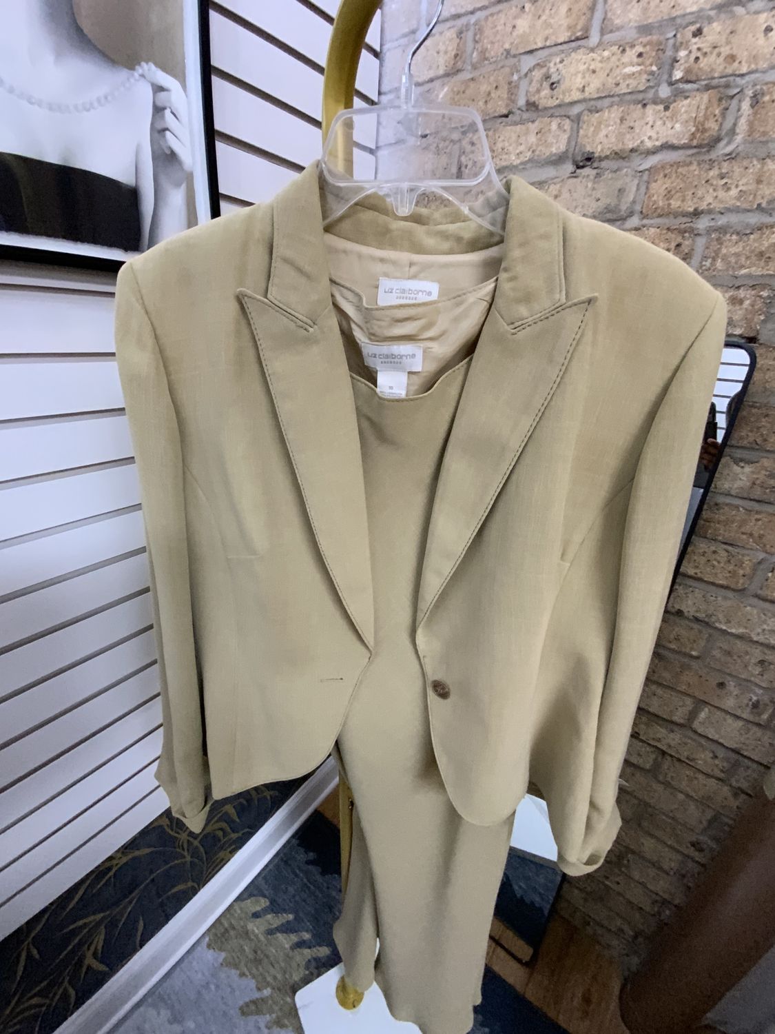 Women 2 Piece Long Dress/Jaket Taupe Set Size 10