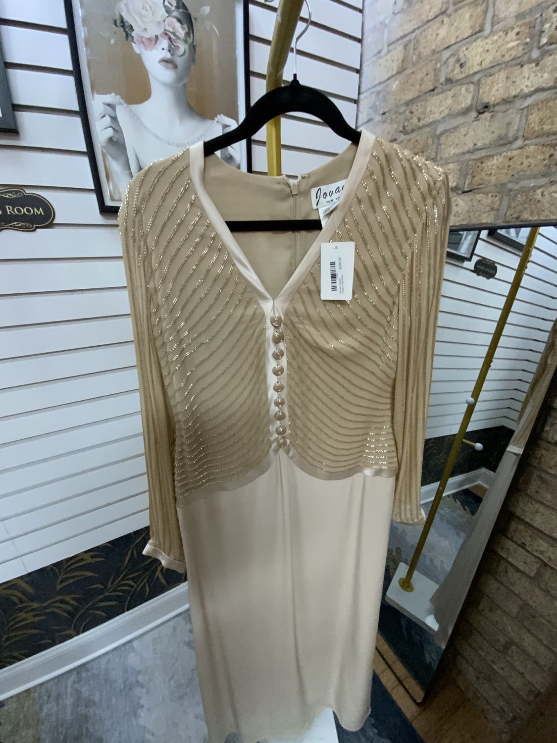 Women Sequin Taupe Long Dress Size 10