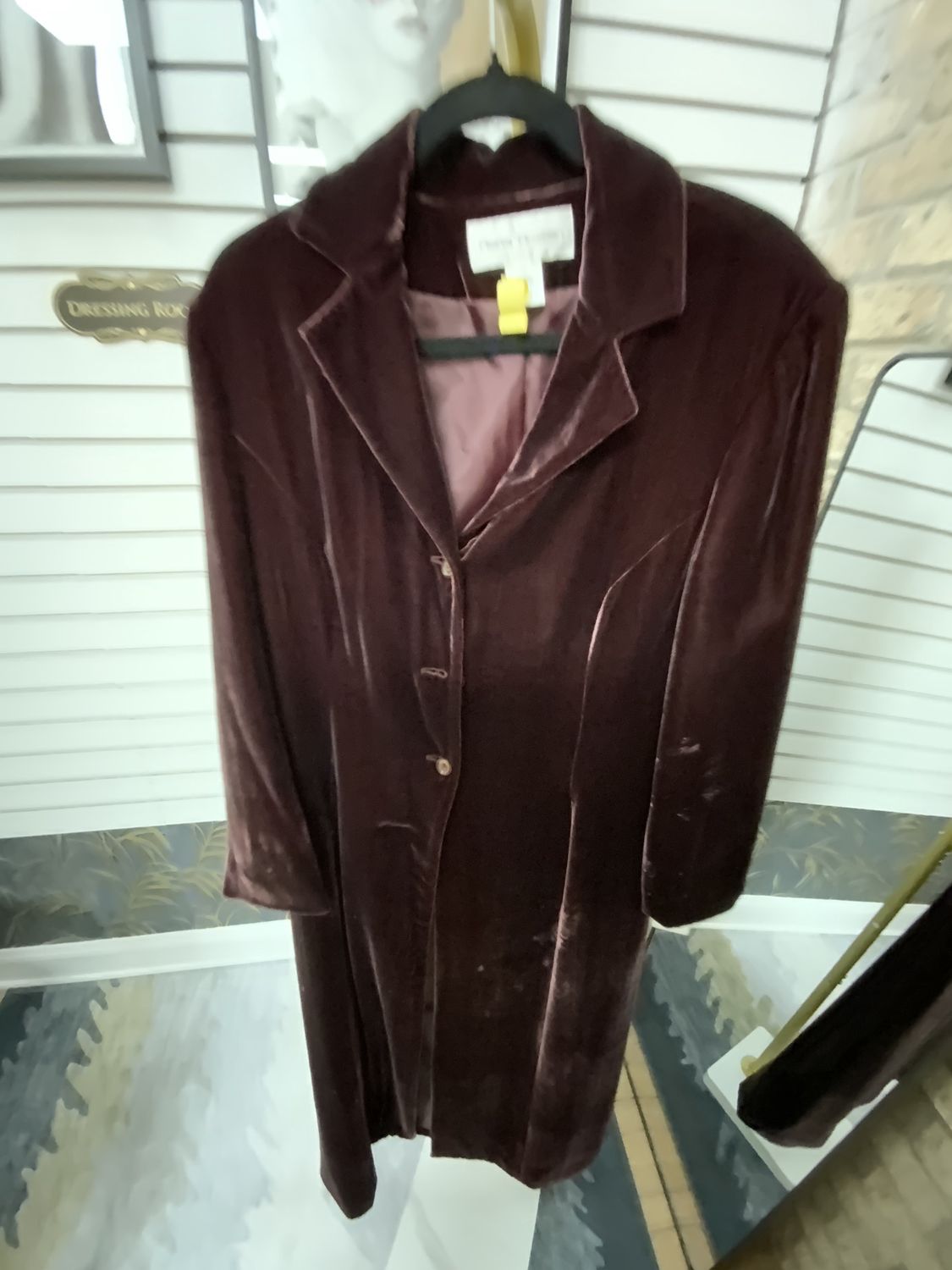 Women Wine Velvet Long Coat Size 12