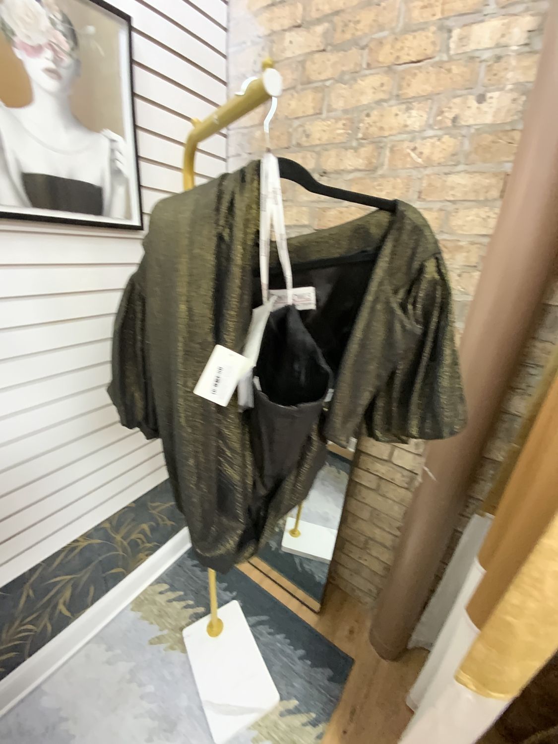 Women 2 Piece Gold Shimmer Long Gown/Blossom Shell  Size 10