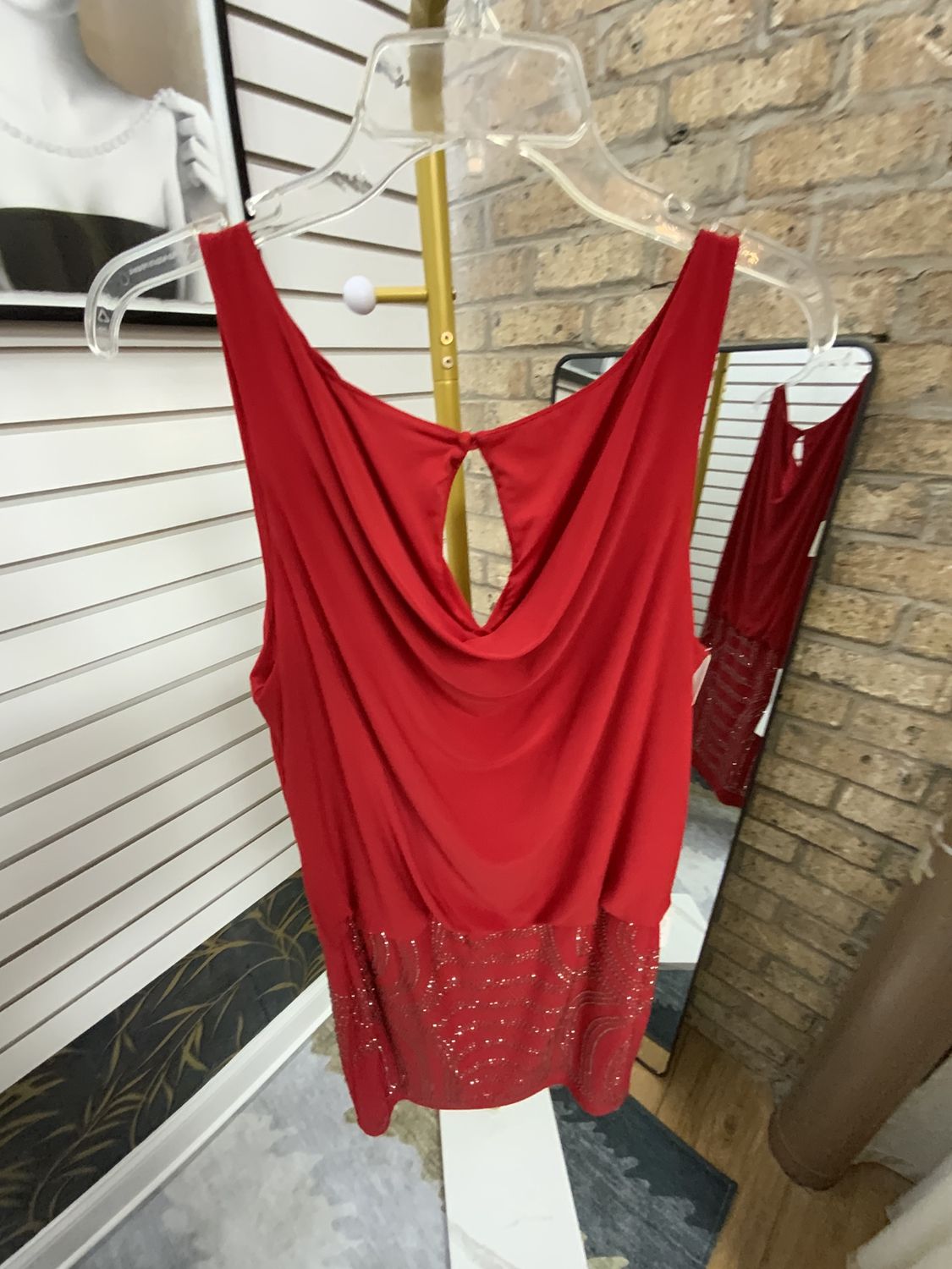 Women Red Sleeveless Dress Size L