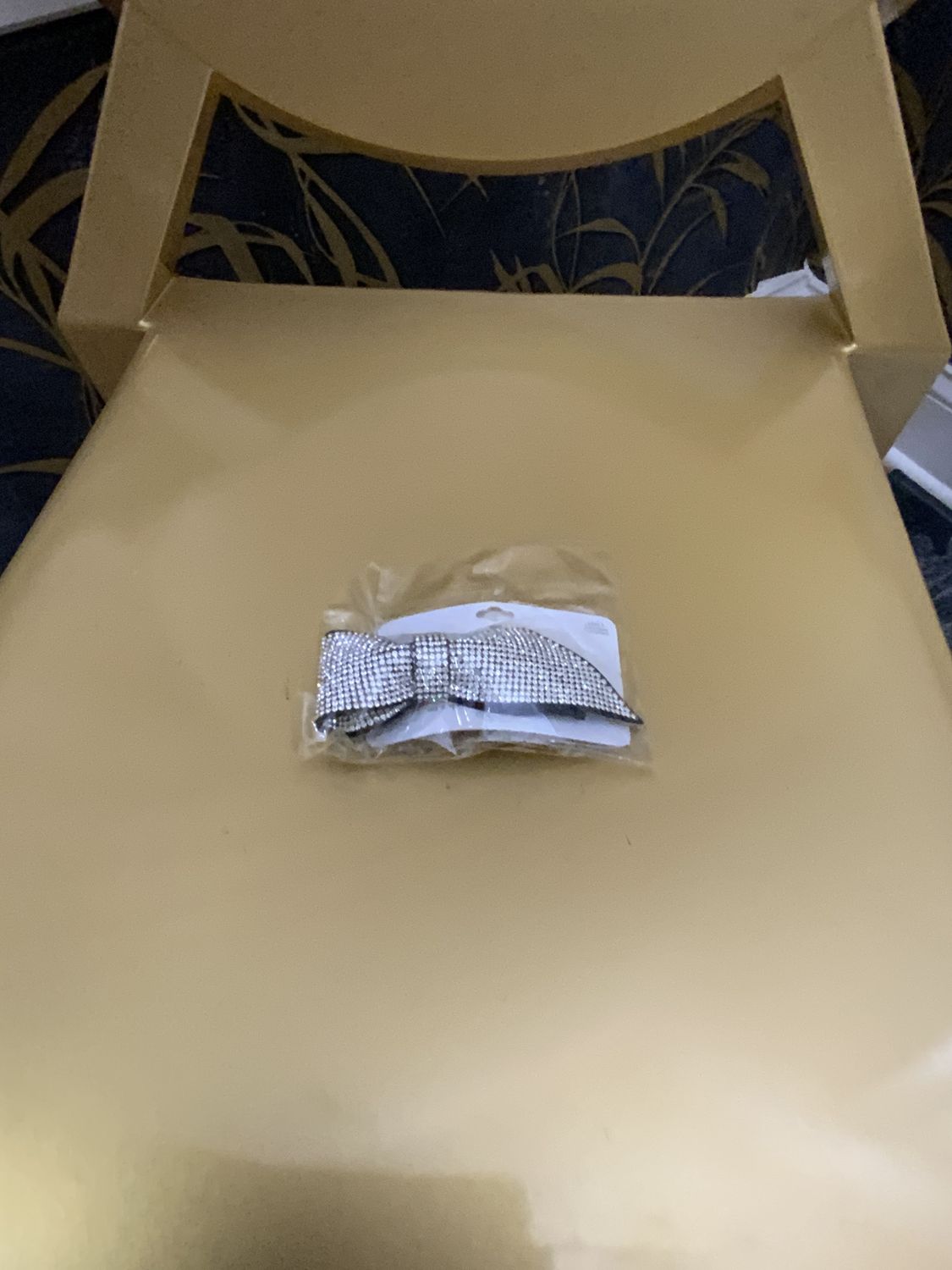 Rhinestone Bow Suede Barrette