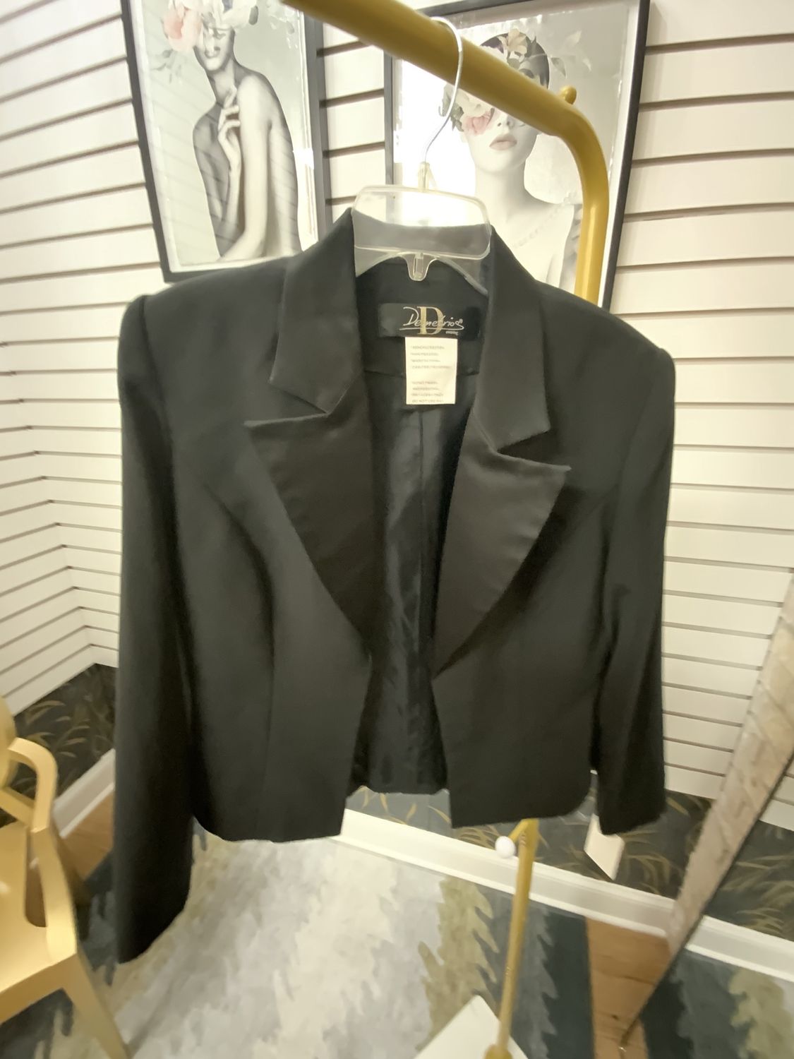 Women Black Jacket with Satin Lapel Size 10