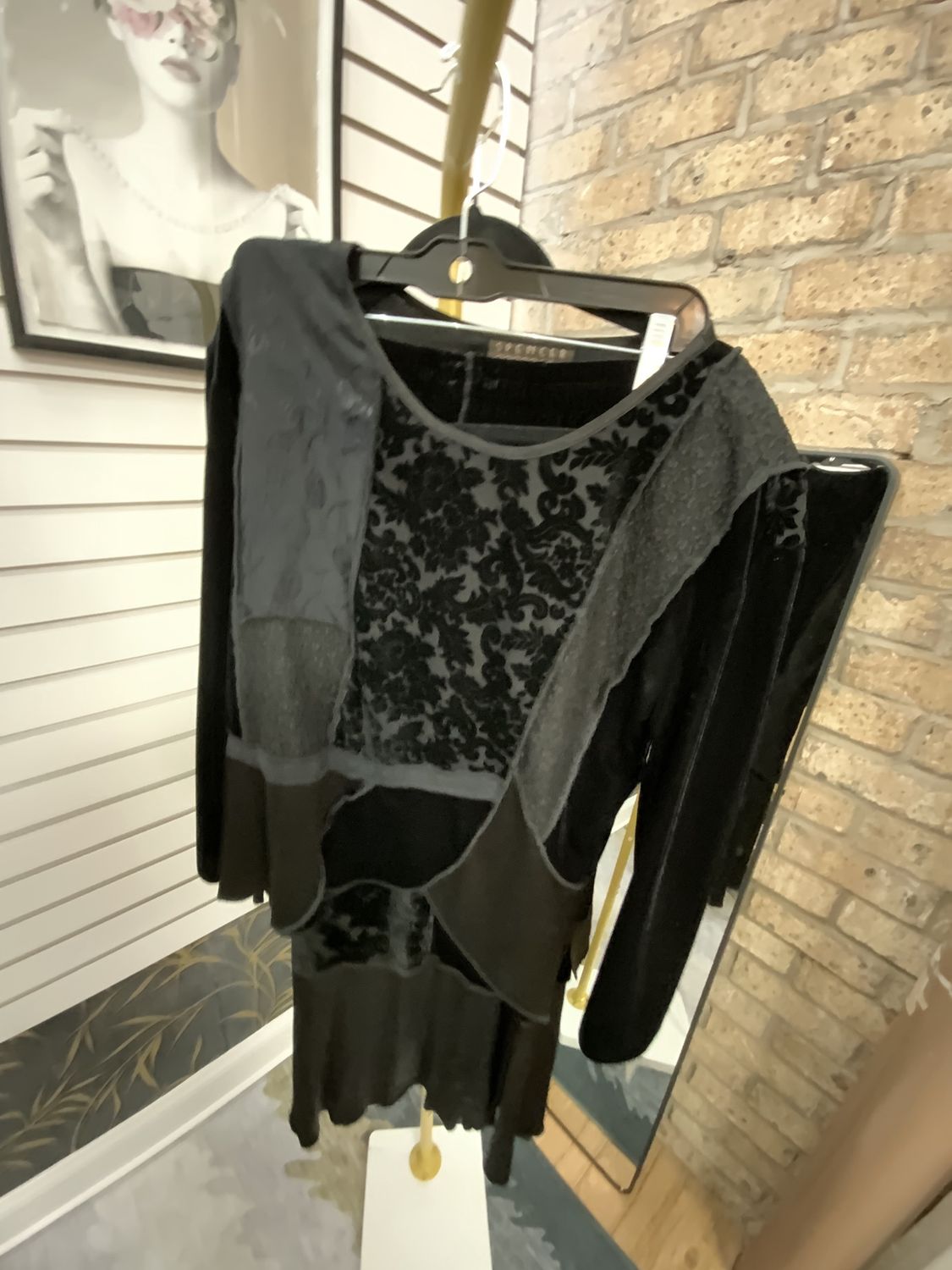 Women 2 Piece Black Suede Shirt/Long Skirt Size 8