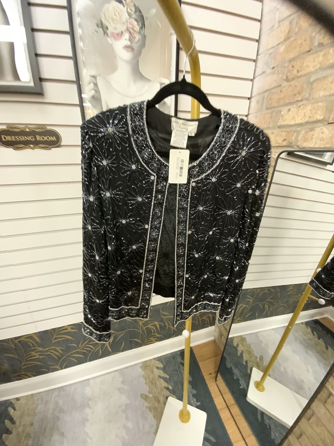 Women Black/Silver Sequin Jacket Size L