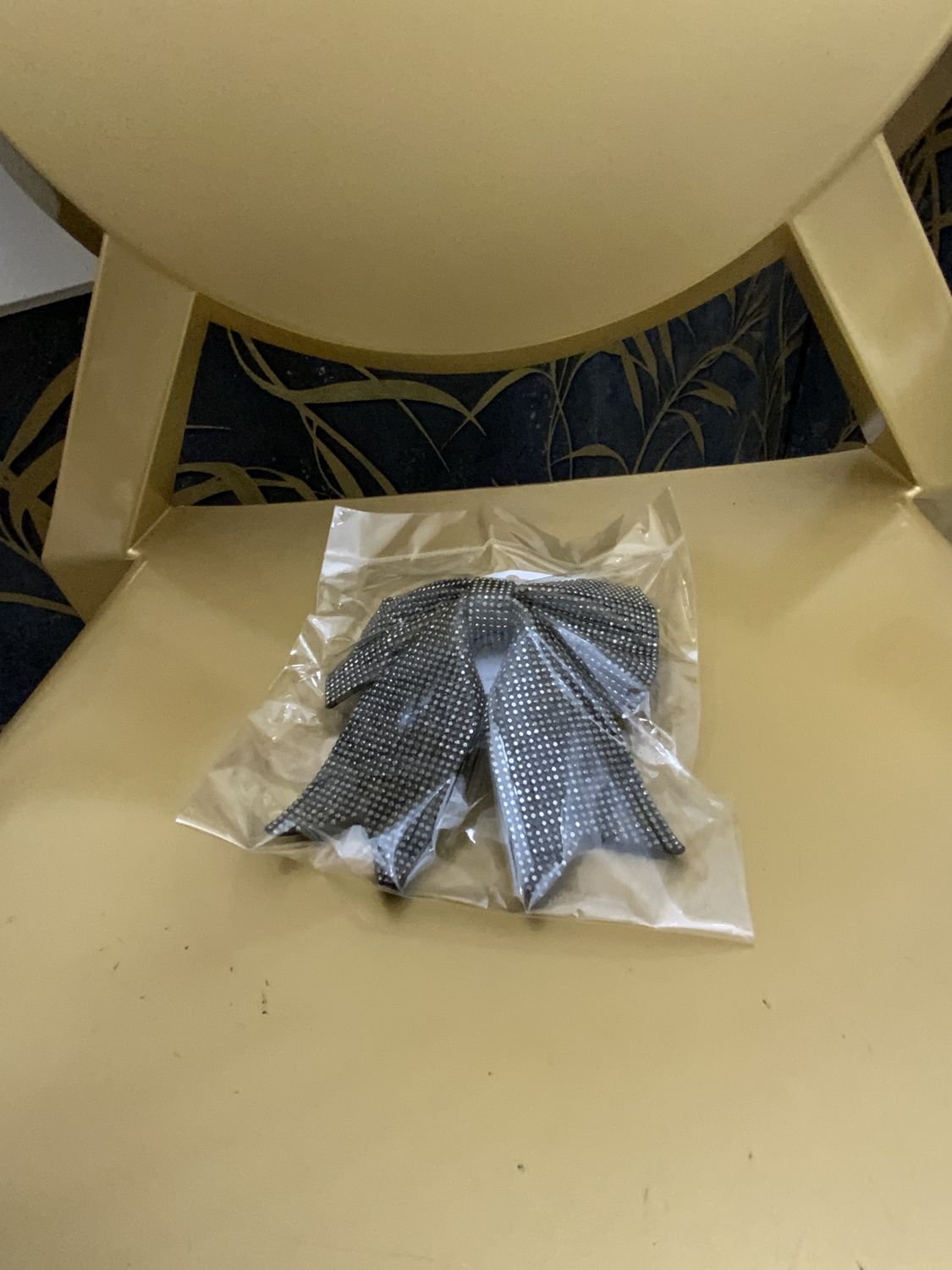 Rhinestone Suede Black Crystal Bow Barrette