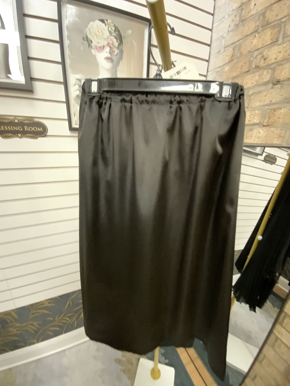 Women Black Satin Custom Long Skirt