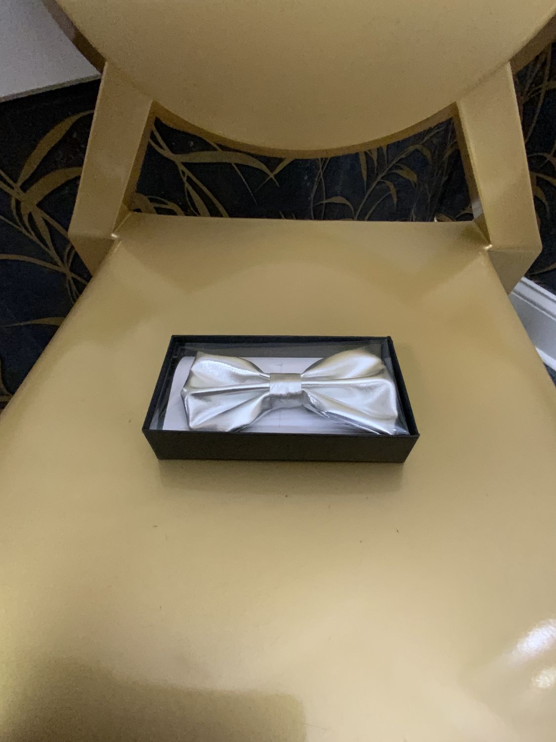 Men's Metalic Silver Banded Bow Tie