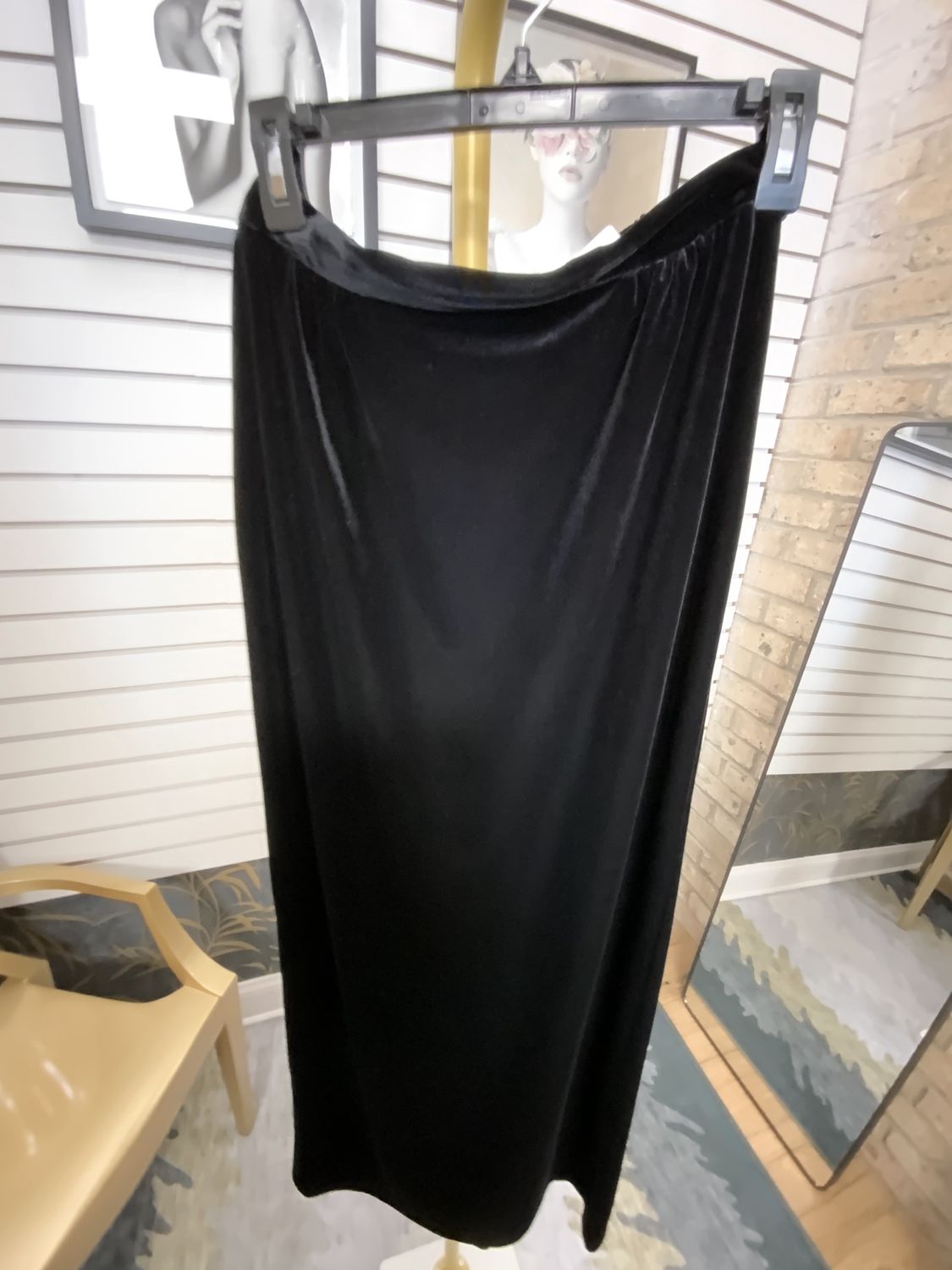 Womens Black Long Velvet Skirt Size 8