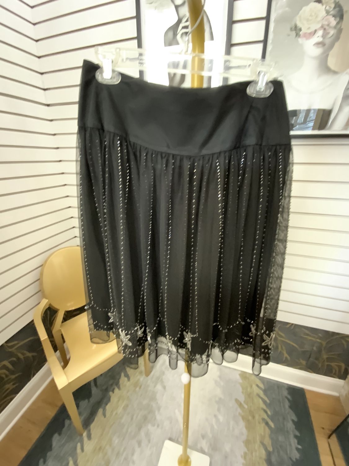 Women Black Beaded Short Skirt Size 10