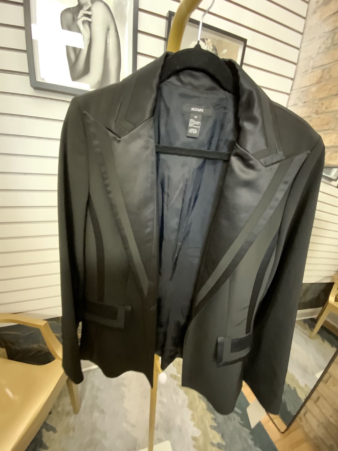 Women Black Jacket with Satin Trim Size 10