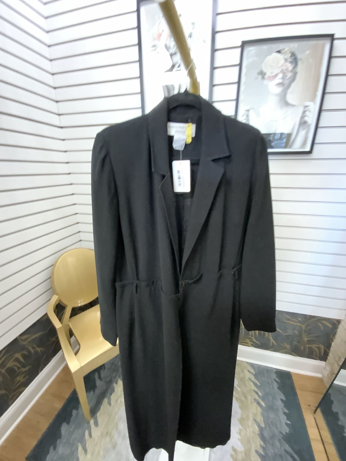 Women Black Long Dress Button Detail Size 10