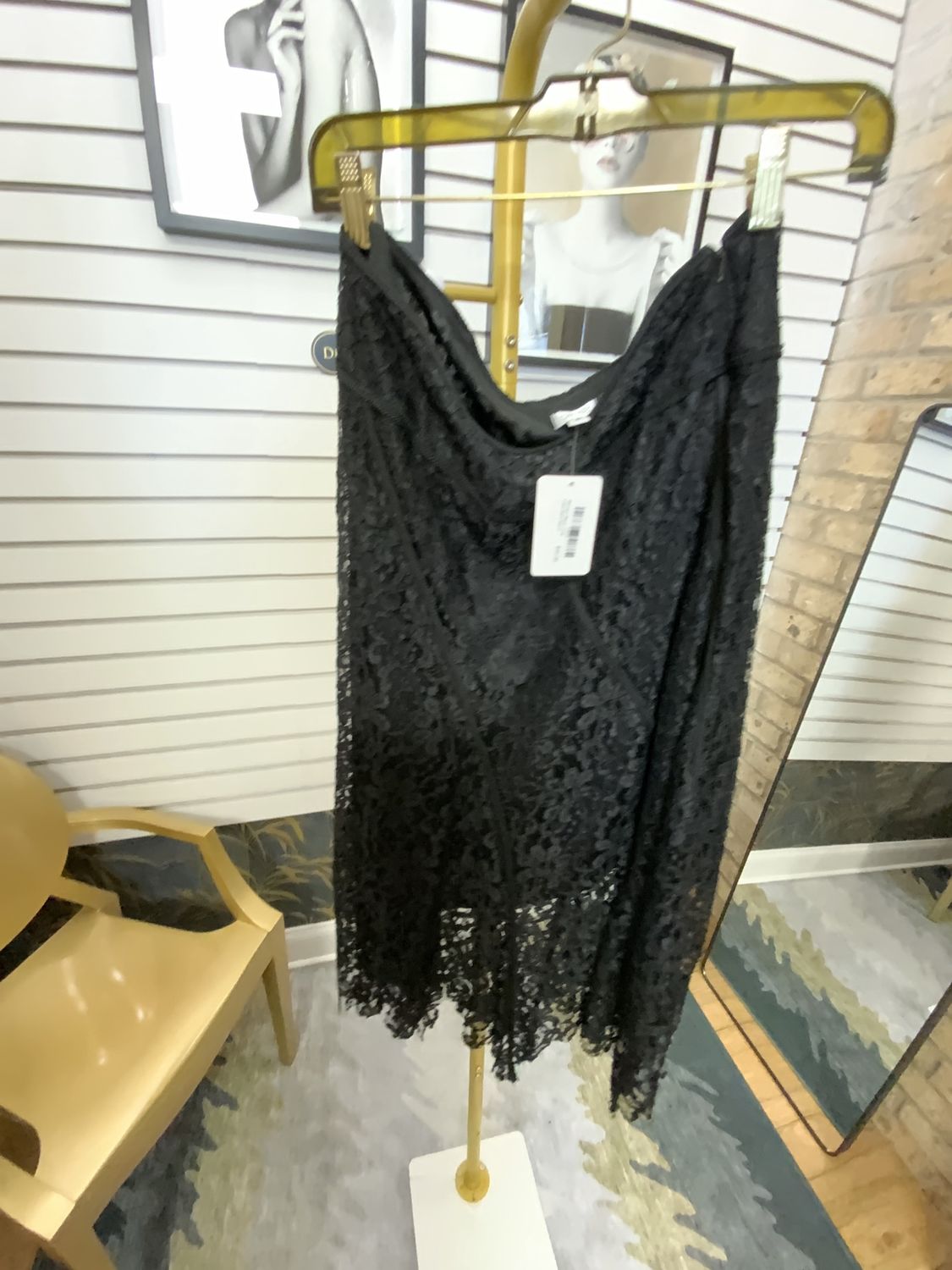 Women Black Long Lace Skirt Size 8