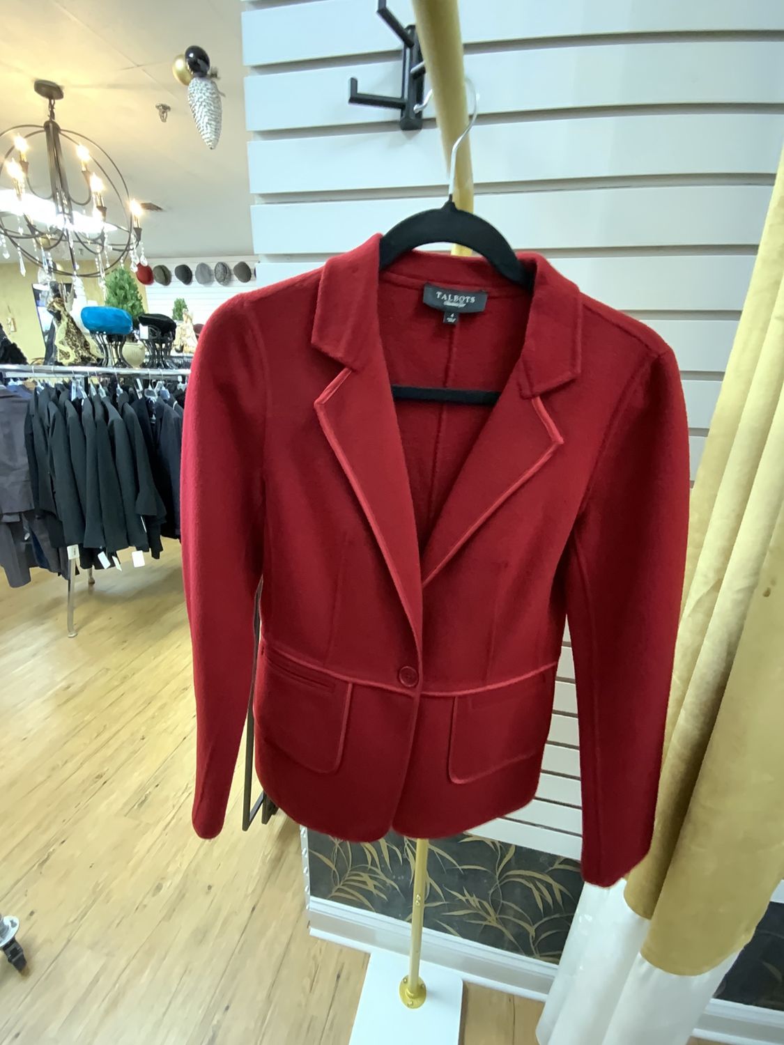 Woman Red Wool Single Breasted Jacket Size 4