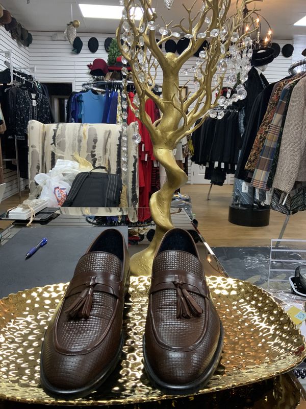 Men  Brown Steve Madden Ebbert Leather Slip Tassel Loafer Size 10.5