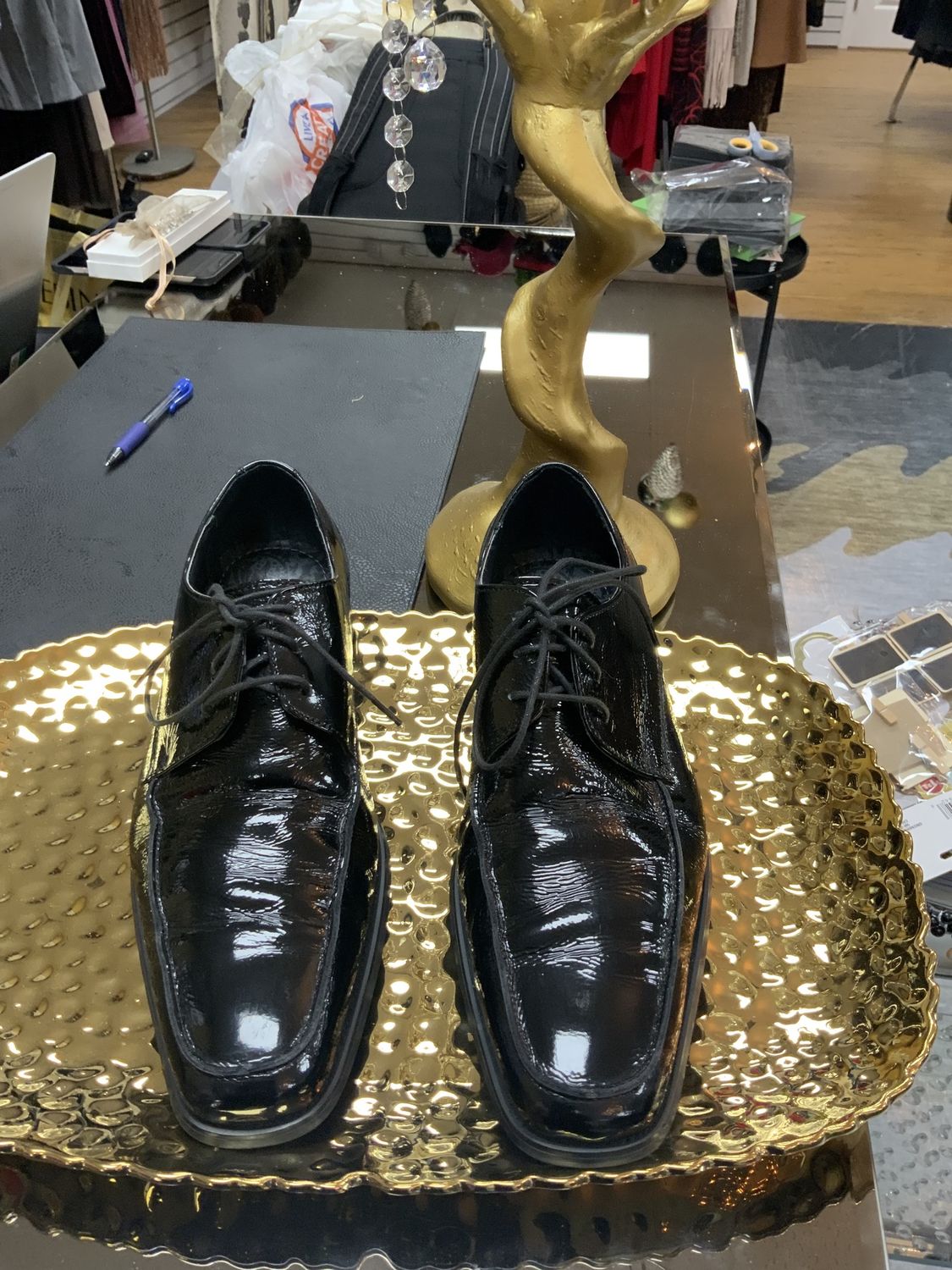 Men Shoes Black Patent Leather Formal Dress Shoes Size 10Med