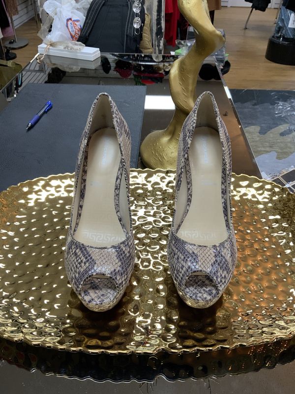 Woman Rockport Total Motion Snake Skin Peet Toe Platform High Heel Size 8.5