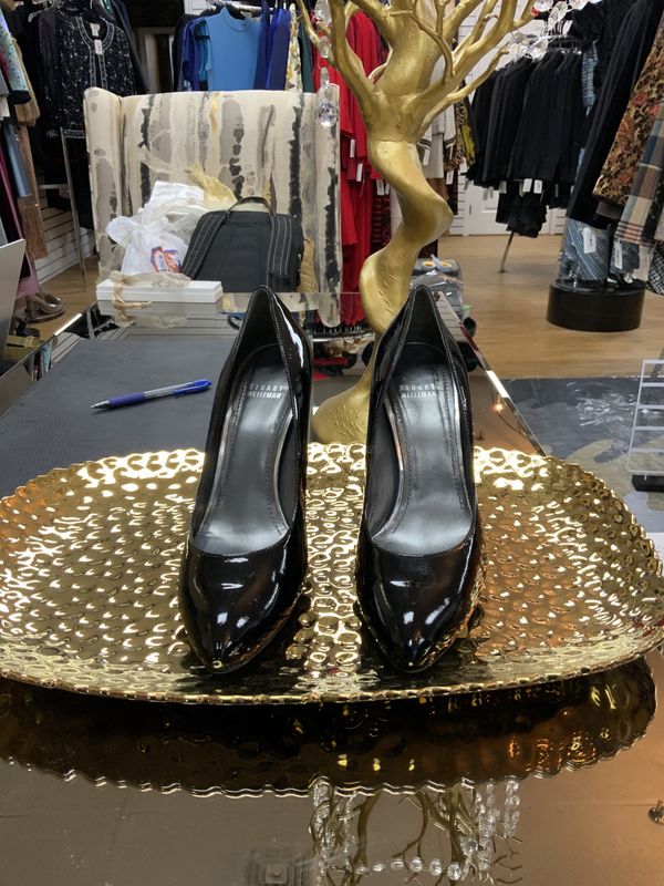 Woman Shoes Stuart Weitzman Patent Leather Stoned Wedge High Heel Size 9M