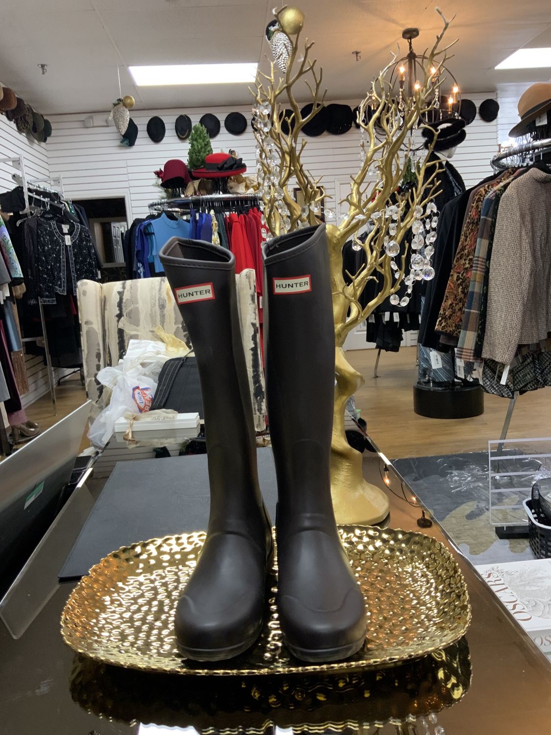 Woman Shoes Hunter Brown Rain Boots Size 40/41 Usa 9