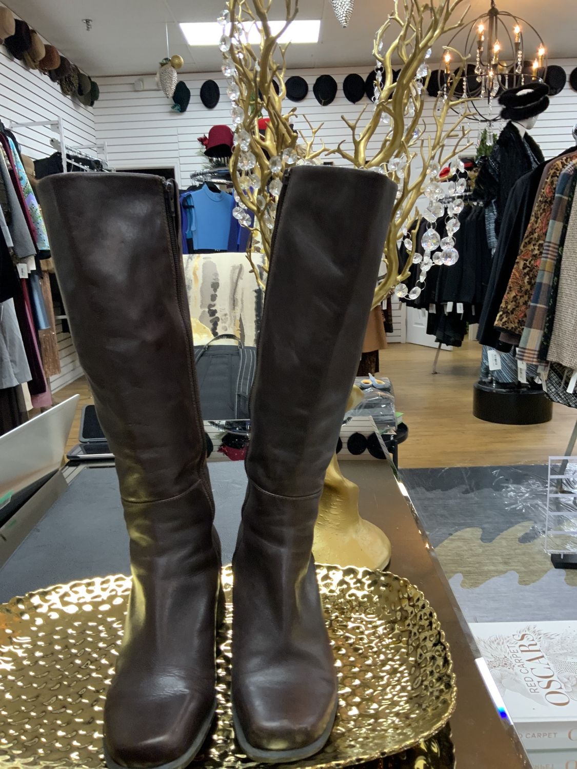 Woman Tall Brown Boots Leather Size 8 1/2