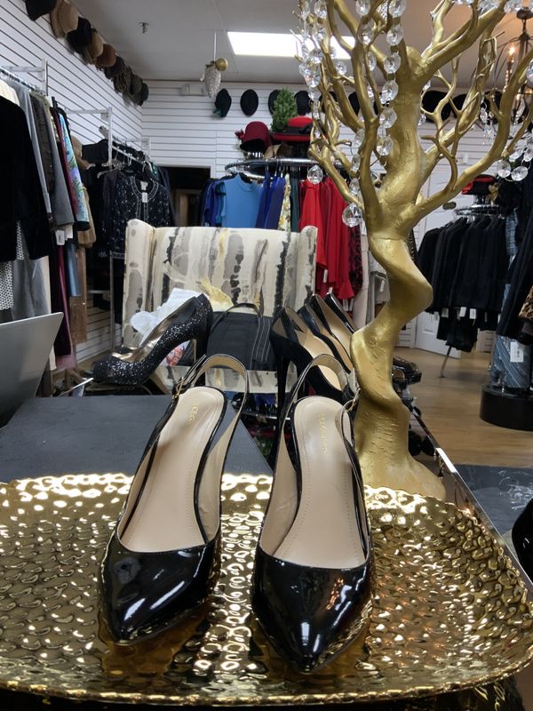 Woman Shoes Black Patent Sling Back High Heel  Size 9M