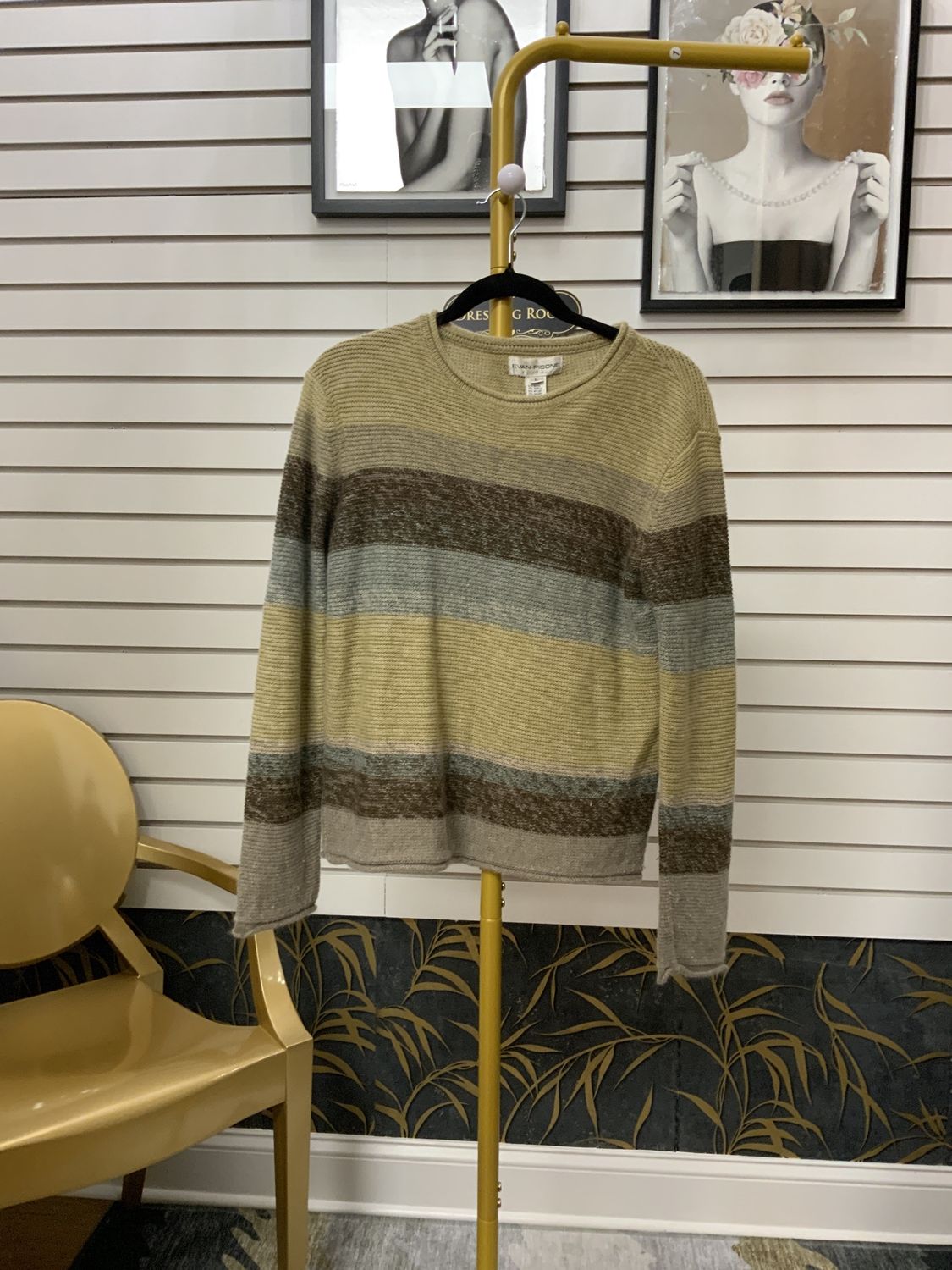 Woman Browns and Greens Wool Sweater Size Large