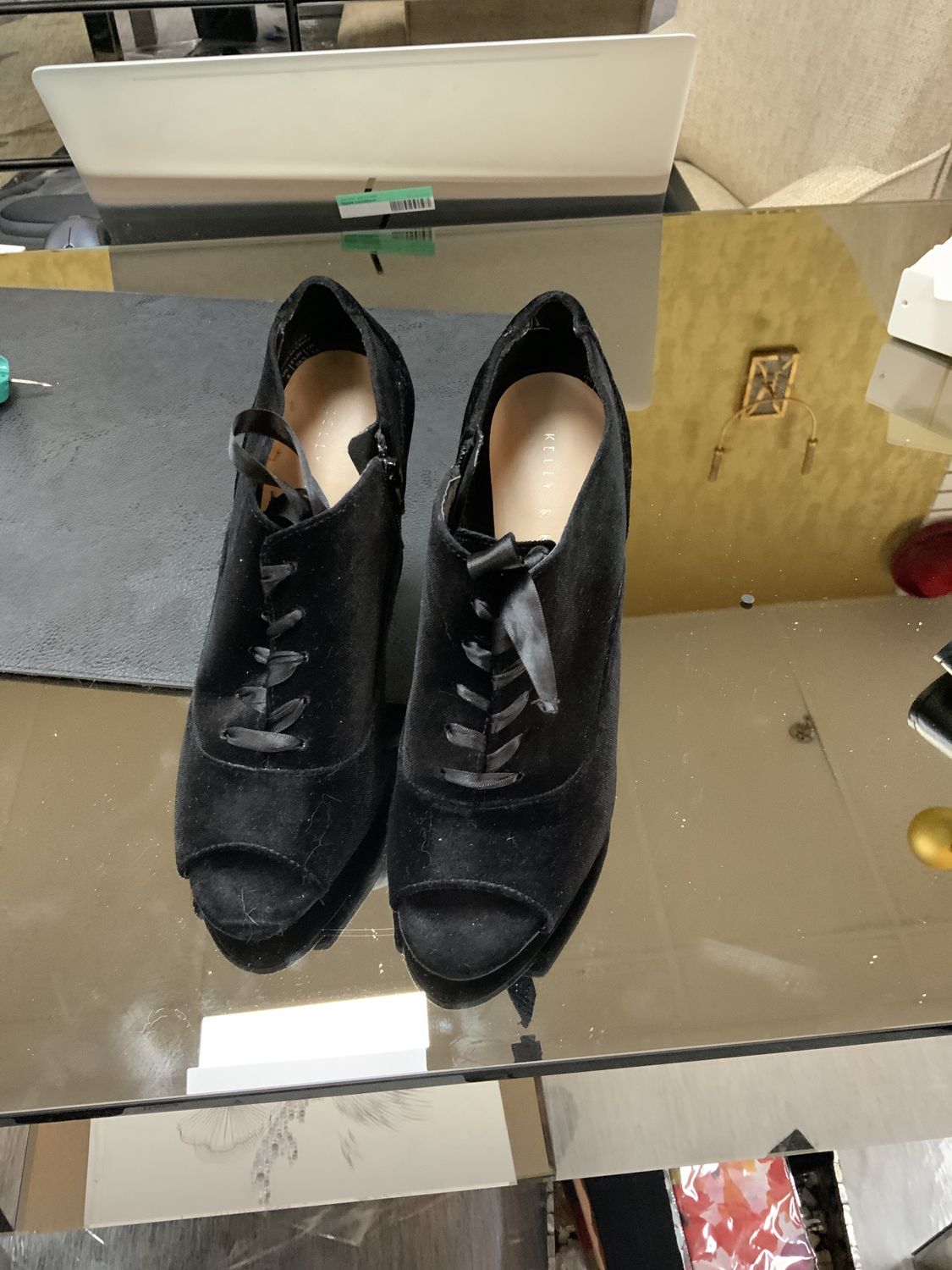 Woman Shoes Suede Black Pee Toe High Heel Size 8