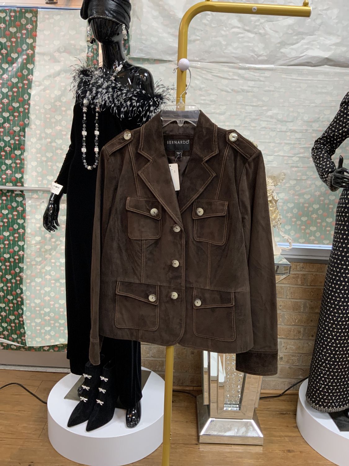 Woman Brown Suede Leather Jacket Size Large