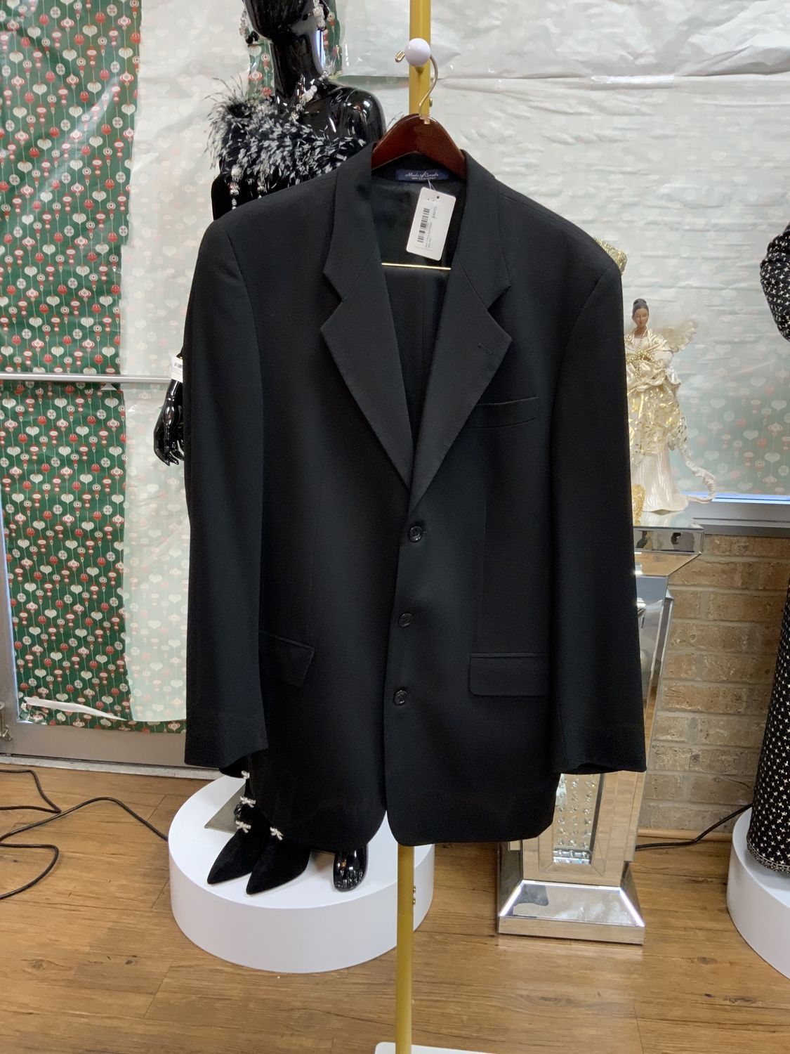 Men 2 Pcs Suit Black Size 40?