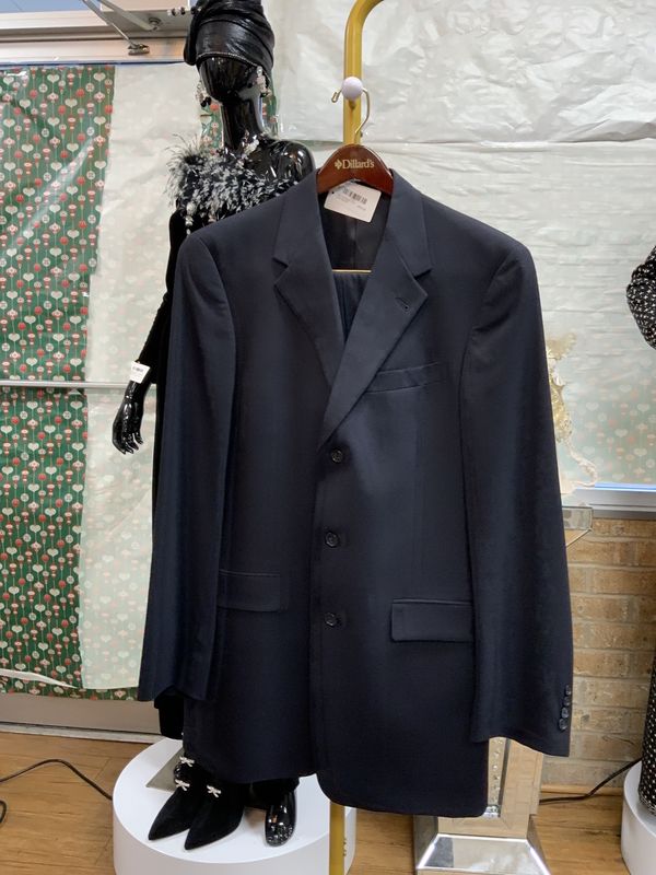 Men Dark Blue 2 Pcs Suit Size 40?