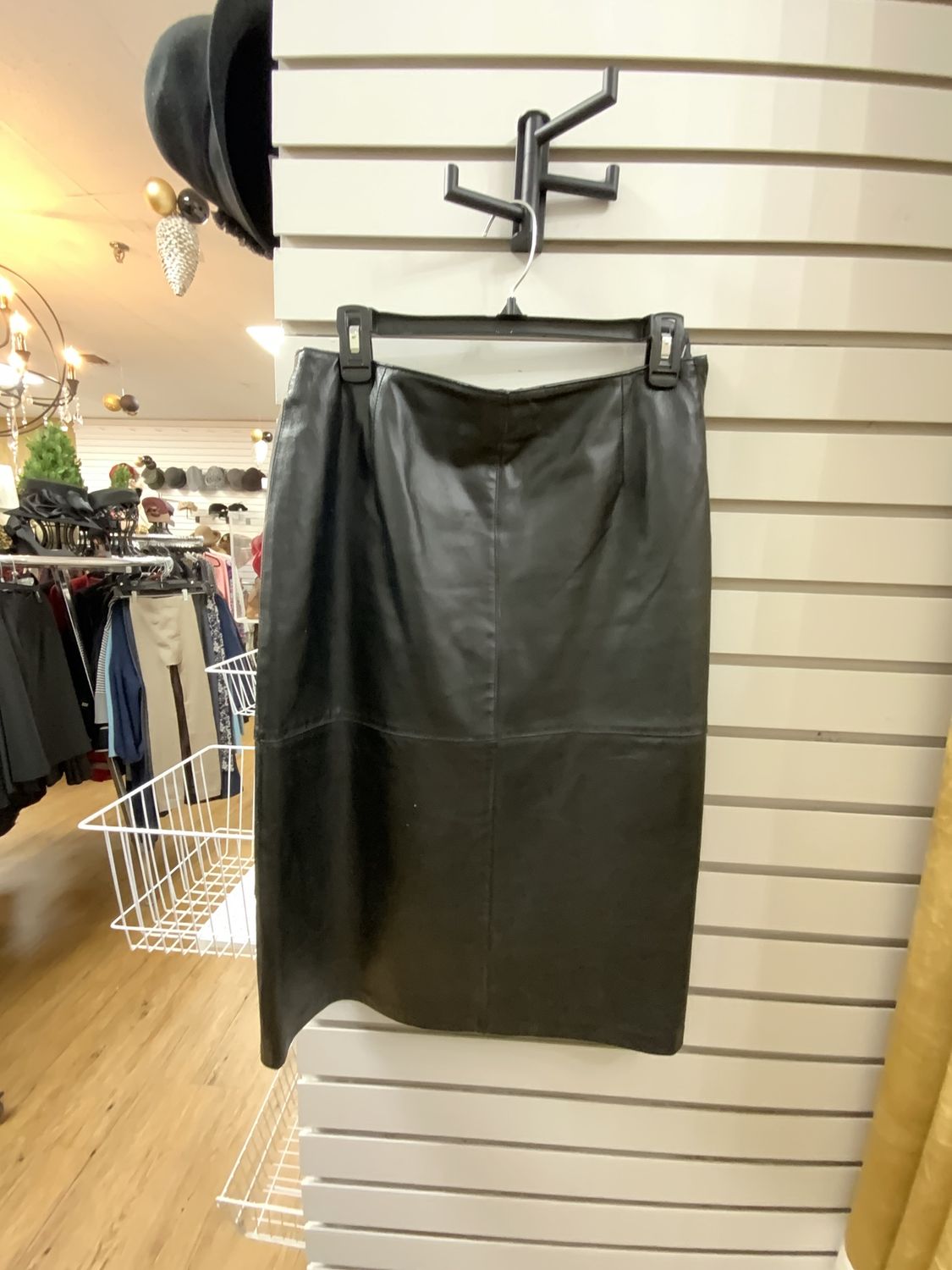 Woman Black Leather Skirt Size 10