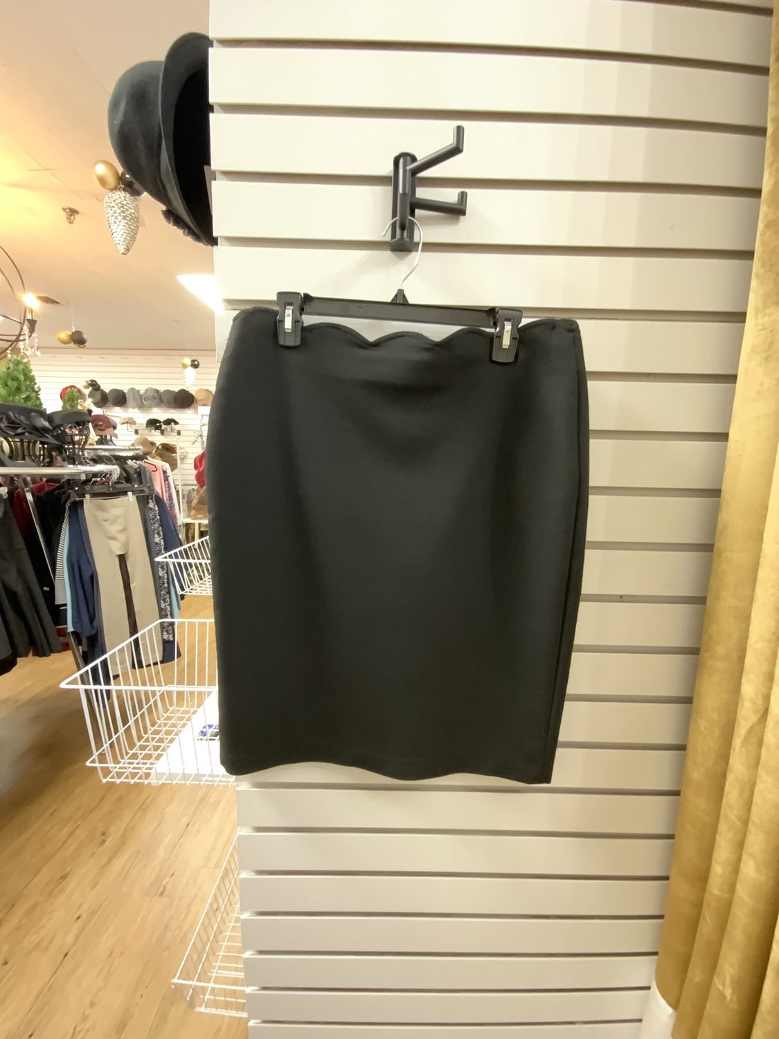 Woman Black Skirt with Top Scalloped Detail Size 12