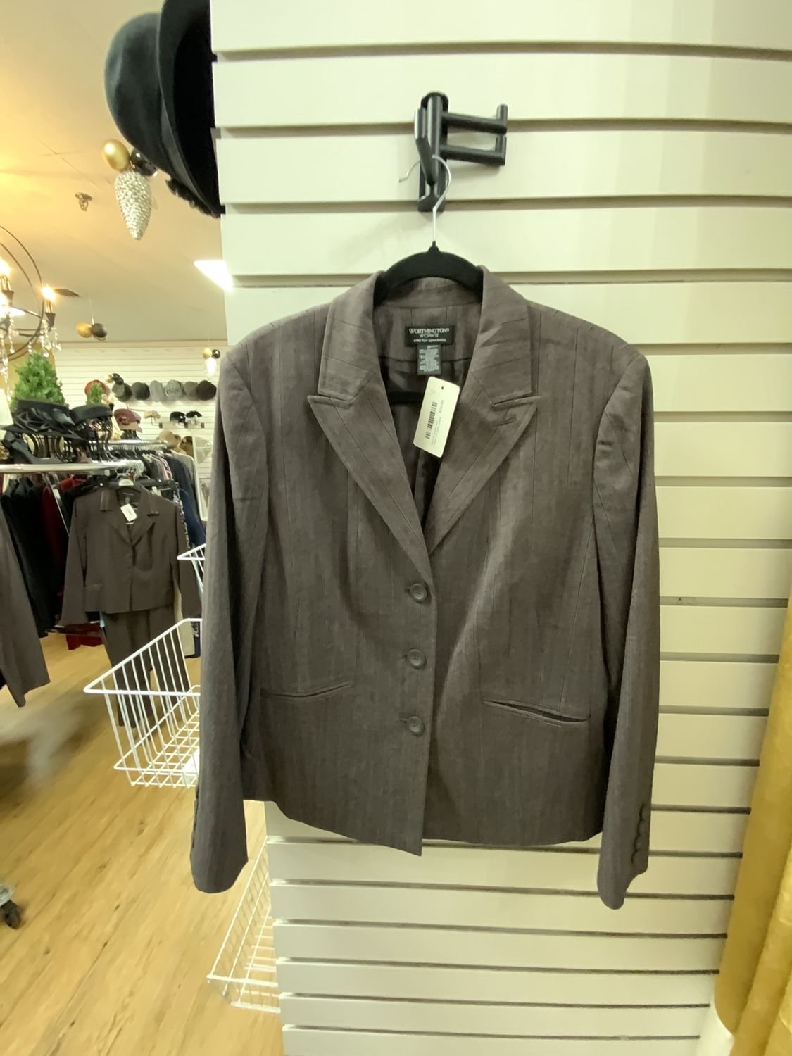 Woman  Brown and Taupe Pin Strip Jacket Size 16