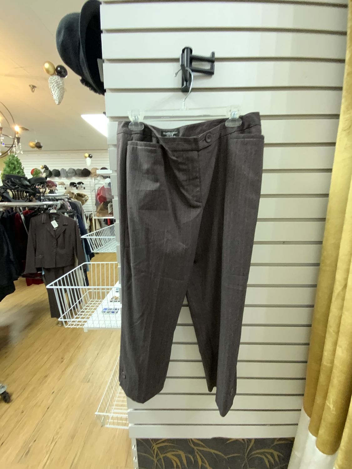 Woman Pants 3/4 Length Brown and Taupe Pin Strip Size 12