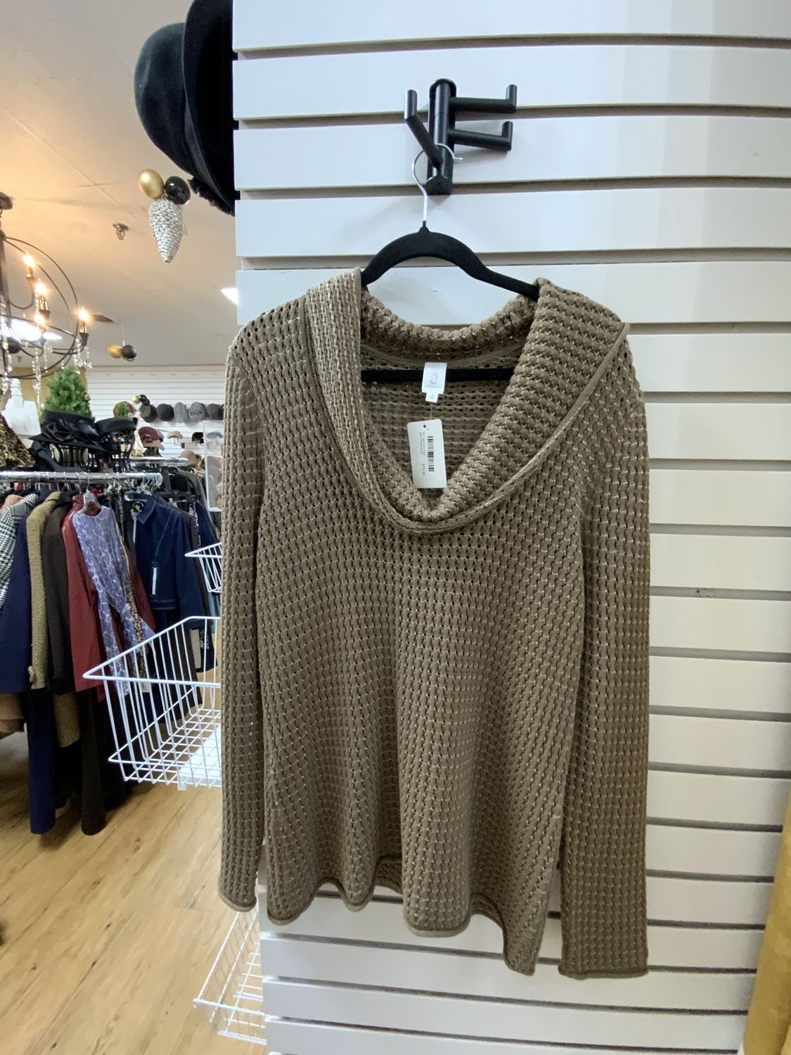 Woman Knit Green and Cream Strips Long Sweater Size Small