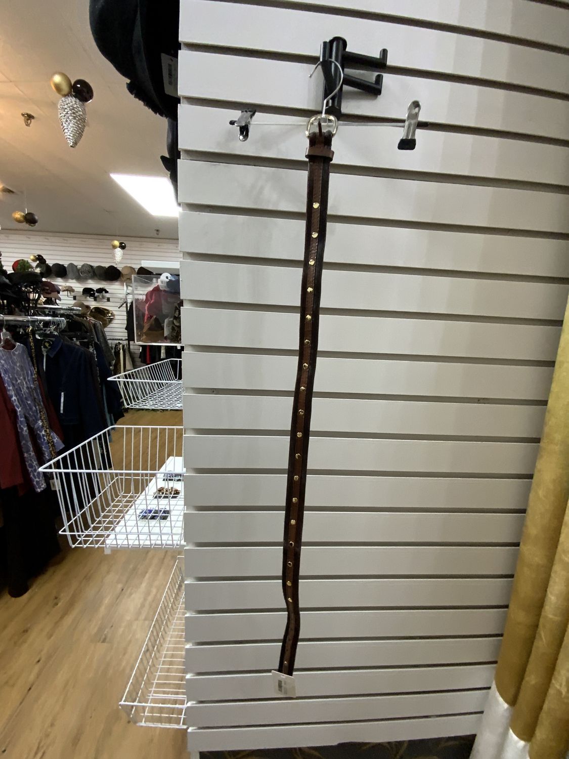 Woman Belt Brown CowHide  with Gold Dots Leather Size Large