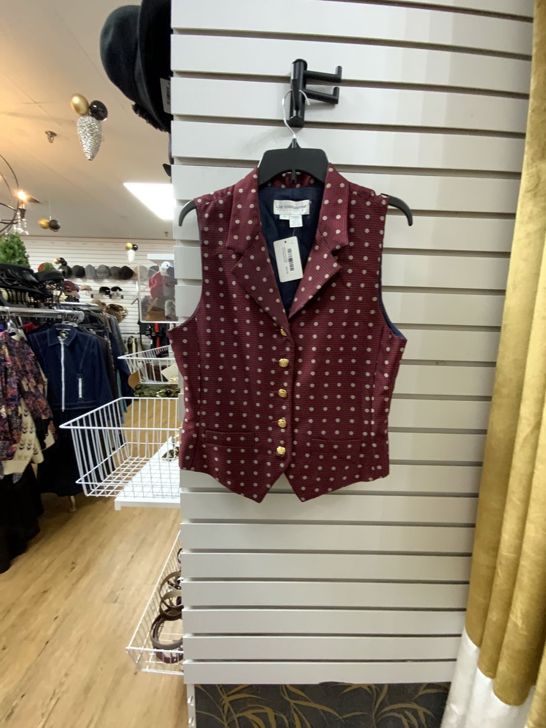 Woman VestVintage Red Polka Dot with Gold tone Buttons Size 10