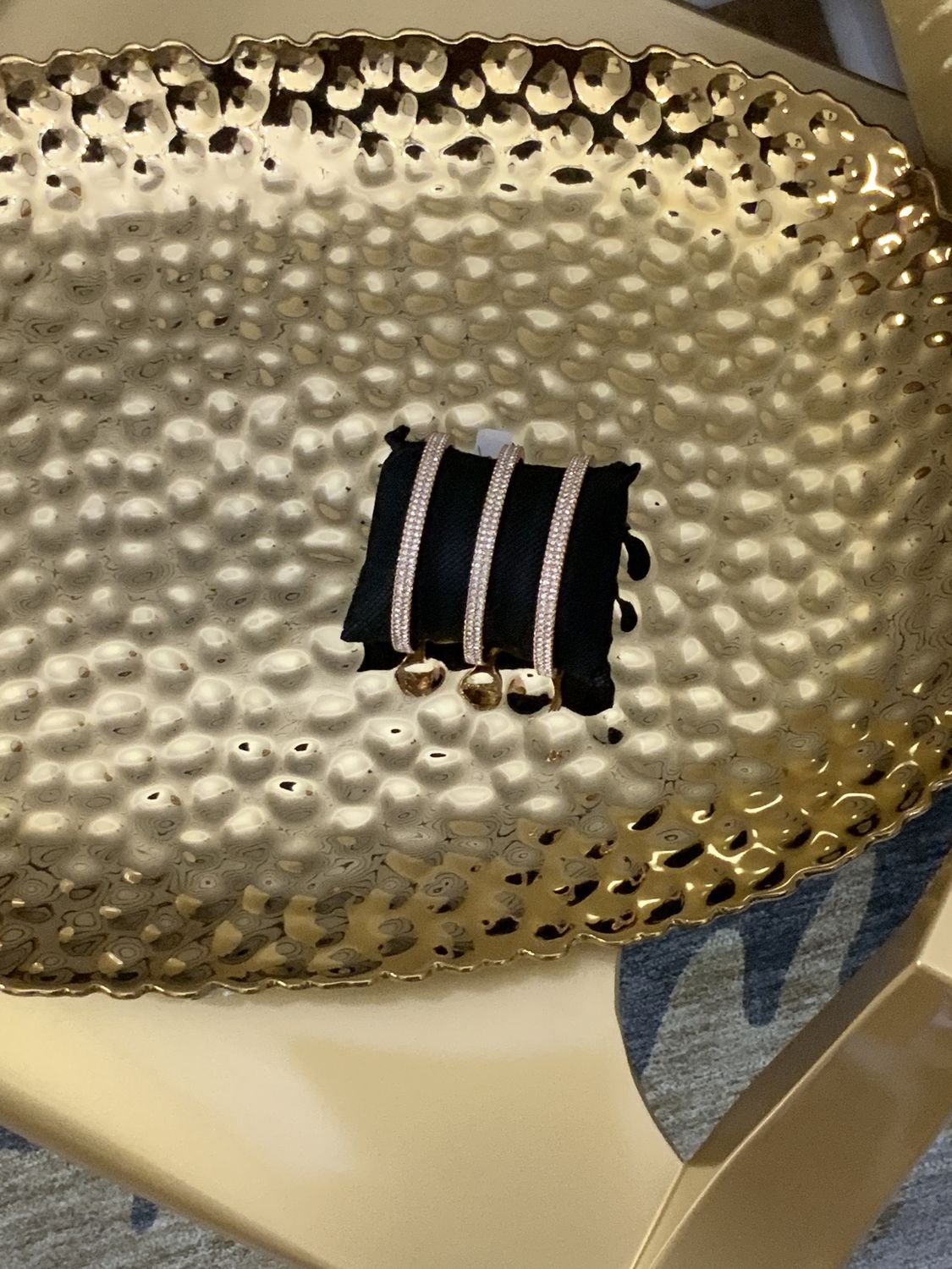 Woman Three Roll Pave Set Rose Cubic Bangle Bracelet