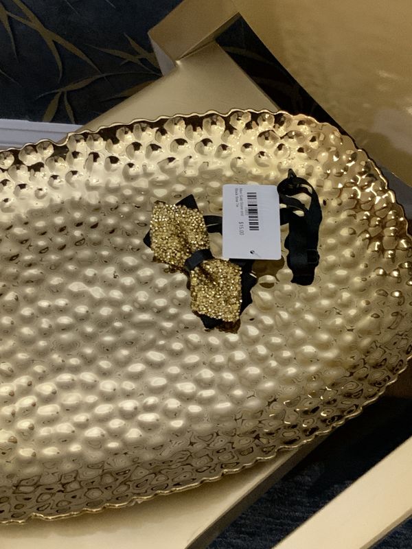 Men Gold Stone and Black Bow Tie