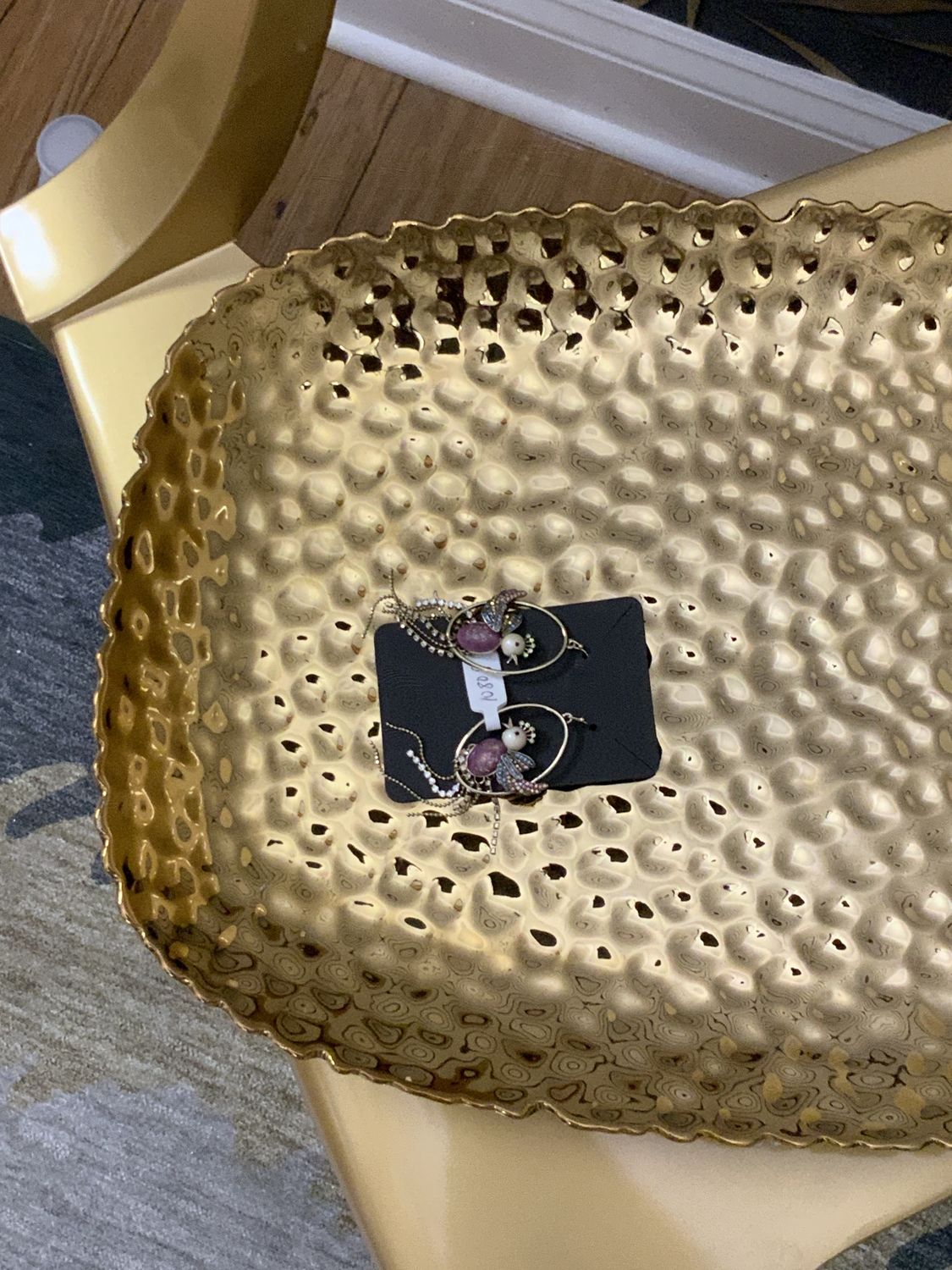 Woman Gold Tone Multi-Stone Love Bird Chain with Fringe Drop