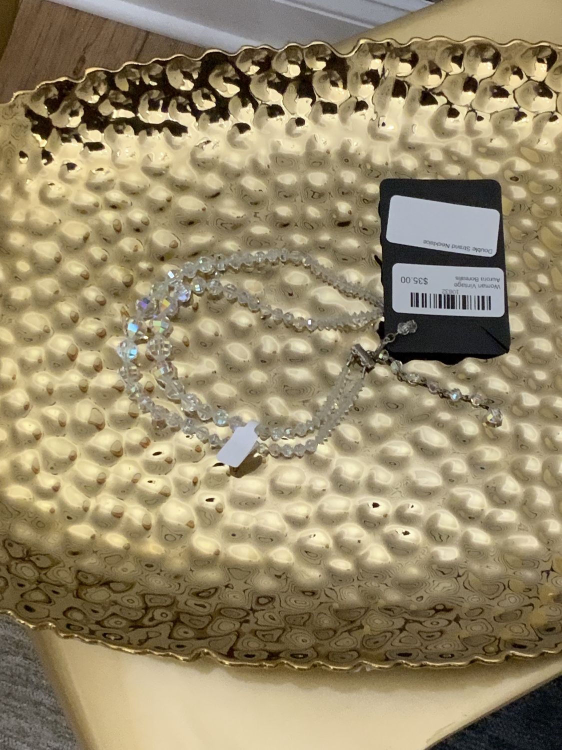 Woman Vintage Aurora Borealis Double Strand Necklace