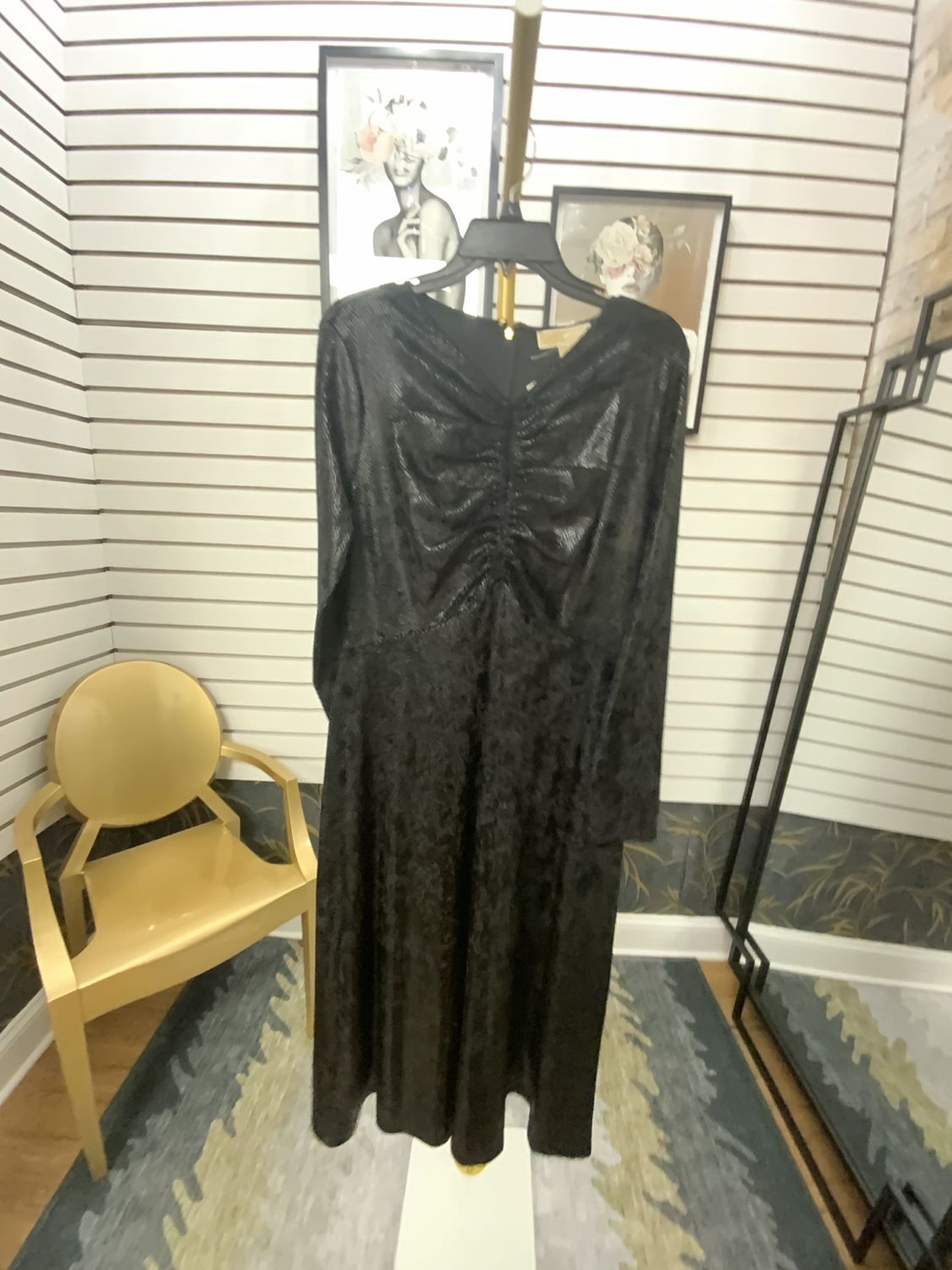Woman Long Black Snake Skin Printed Dress Michael Kors New Size Large Reg $165.00