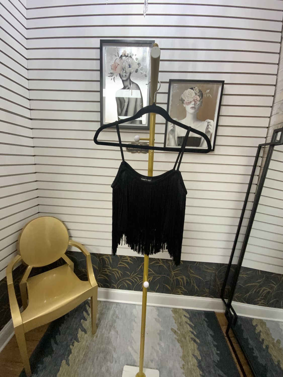 Woman Black Tssel Shell Top Size Small  New