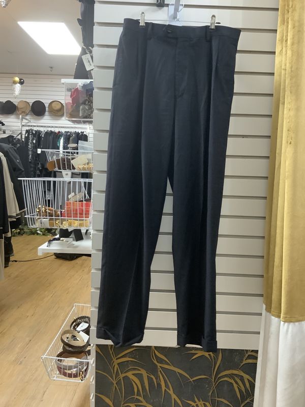 Men Dress Pants Size: 33x32 Black Pin Strip